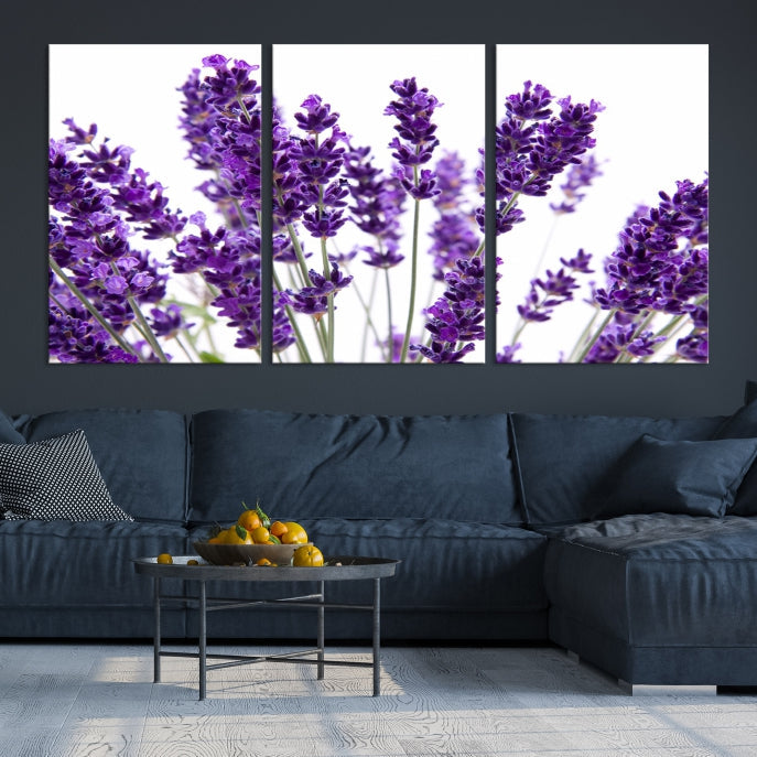 Flores de lavanda Arte de pared grande Floral Lienzo impreso