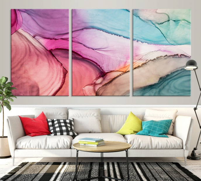 Colorful Marble Fluid Effect Wall Art Abstract Canvas Wall Art Print