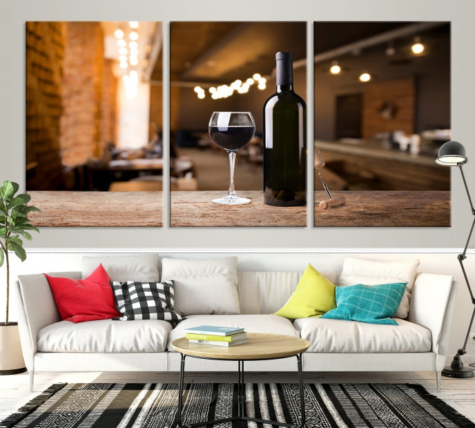 Wine and Bottle Wall Art Canvas Print