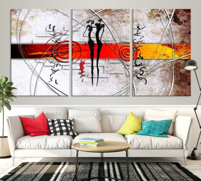 Impresión en lienzo de arte de pared grande abstracto de amor moderno