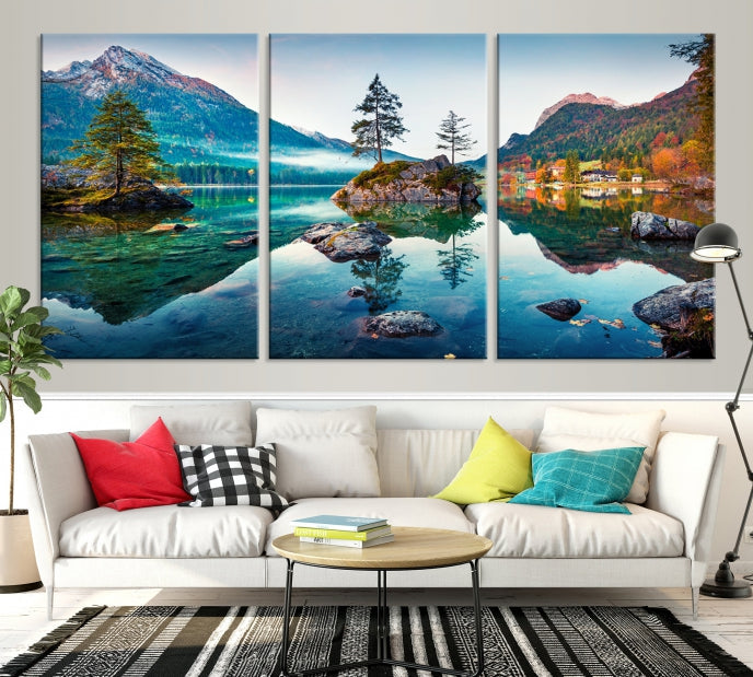 Arte de pared relajante Lago y montaña Arte de pared grande Impresión en lienzo