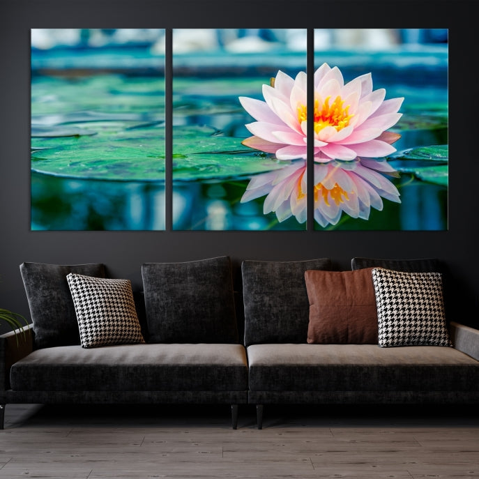 Lotus Flower Wall Art Canvas Print, Canvas Lily Flower Wall Art,