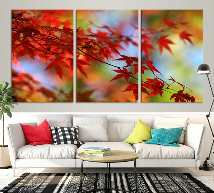 Red Leave Wall Art Canvas Print