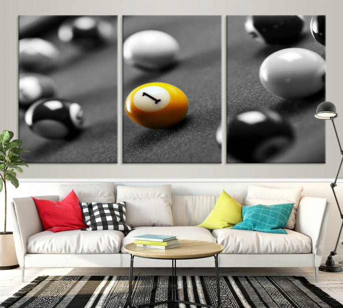 Wall Art Pool Table and Balls Canvas Print