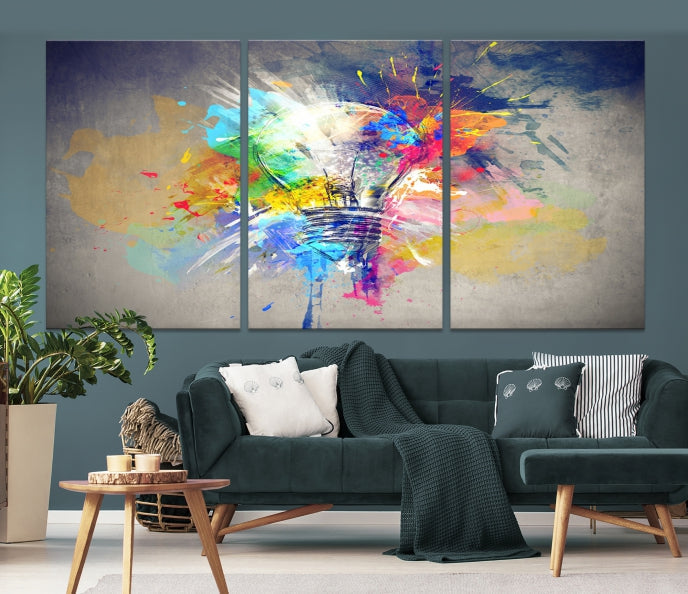 Lampe Abstraite Couleur Mur Art Impression sur toile