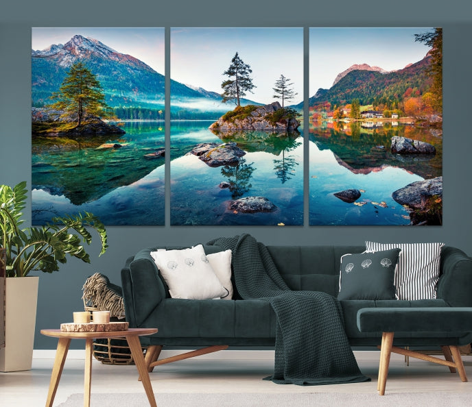 Arte de pared relajante Lago y montaña Arte de pared grande Impresión en lienzo