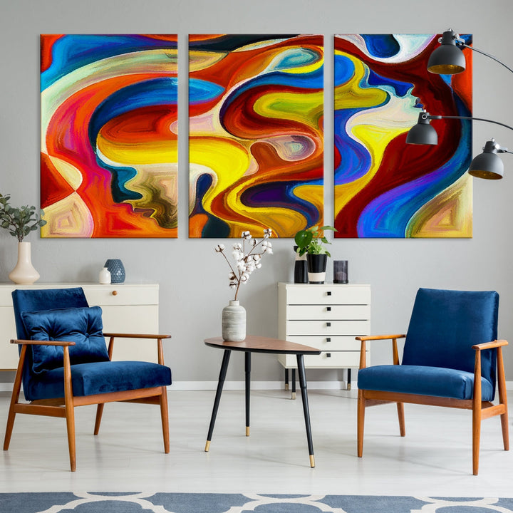 Colorful Abstract Human Figure Wall Art Canvas Print