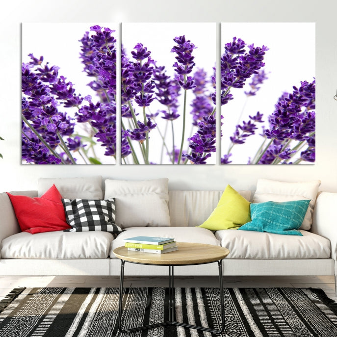 Flores de lavanda Arte de pared grande Floral Lienzo impreso