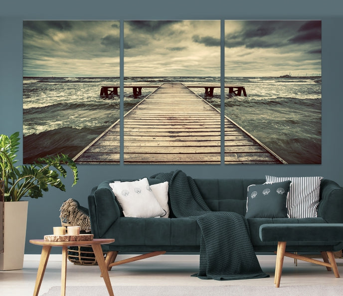 Vintage Wood Bridge Wall Art Canvas Print