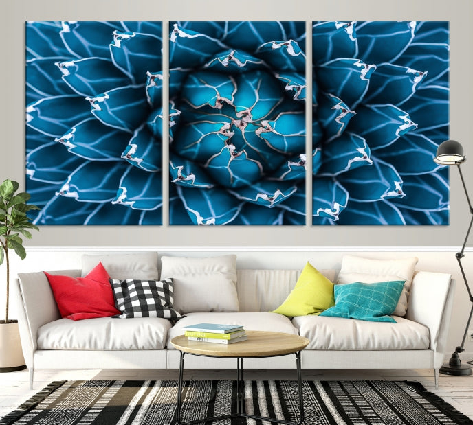 Impresión en lienzo de arte de pared grande con flor de agave azul Éxito