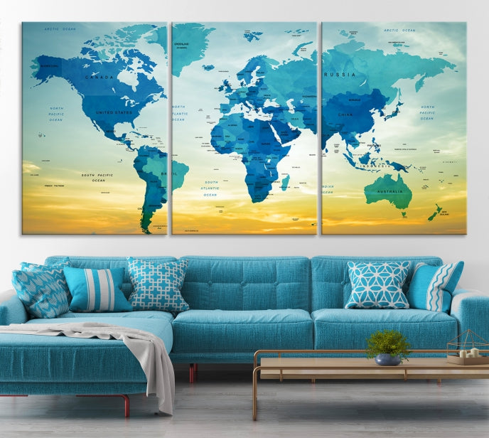 Wall Art World Map Canvas Print