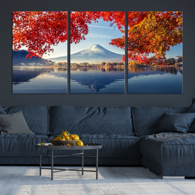 Mur de toile du Mont Fuji Art Japon Automne Paysage Mur Art Montagne Impression sur toile