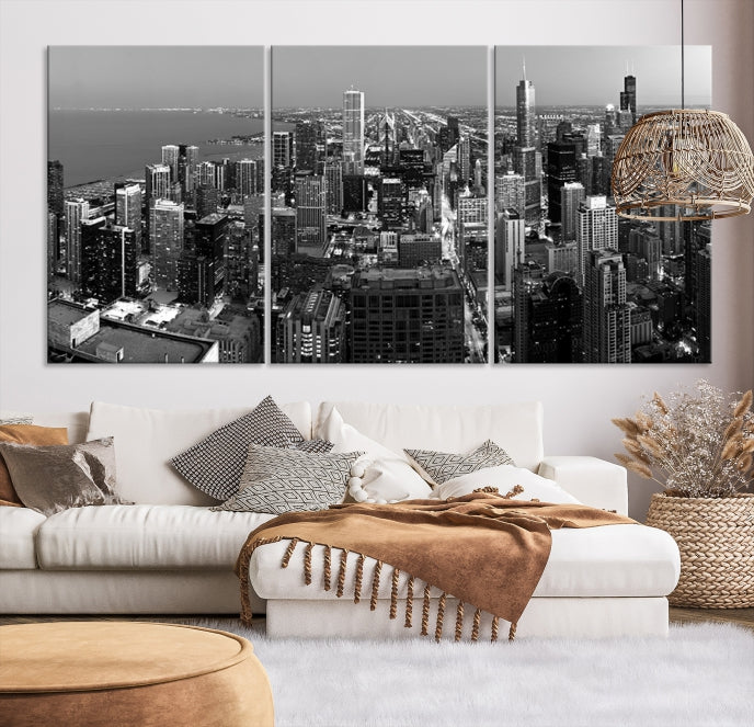 Chicago Wall Art Canvas Print Chicago City Night Canvas Print