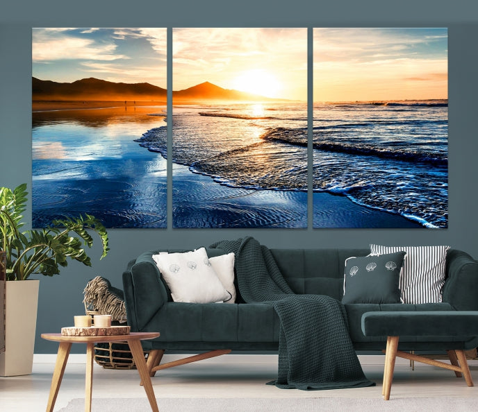 Beach Ocean Sunset on the Sea Wall Art Canvas Print