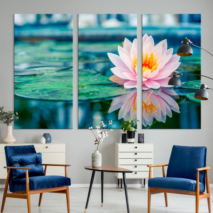 Lotus Flower Wall Art Canvas Print, Canvas Lily Flower Wall Art,