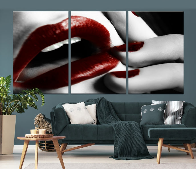 Red Lips and Women Canvas Print