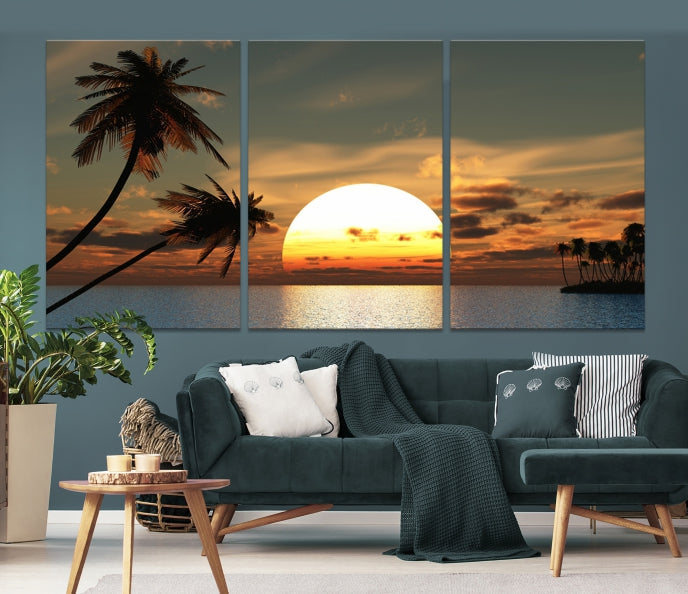 Sunset and Palms Wall Art Canvas Print