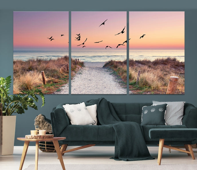 Sunset and Ocean Wall Art Canvas Print