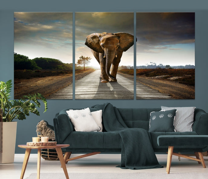 Big Wild Elephant Wall Art Canvas Print