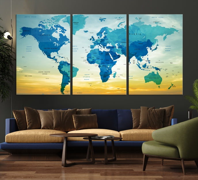 Wall Art World Map Canvas Print