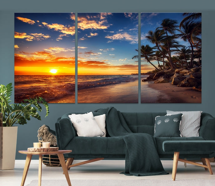 Tropical Island Wall Art Canvas Print Sunset Artwork Print