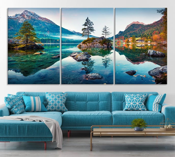 Arte de pared relajante Lago y montaña Arte de pared grande Impresión en lienzo