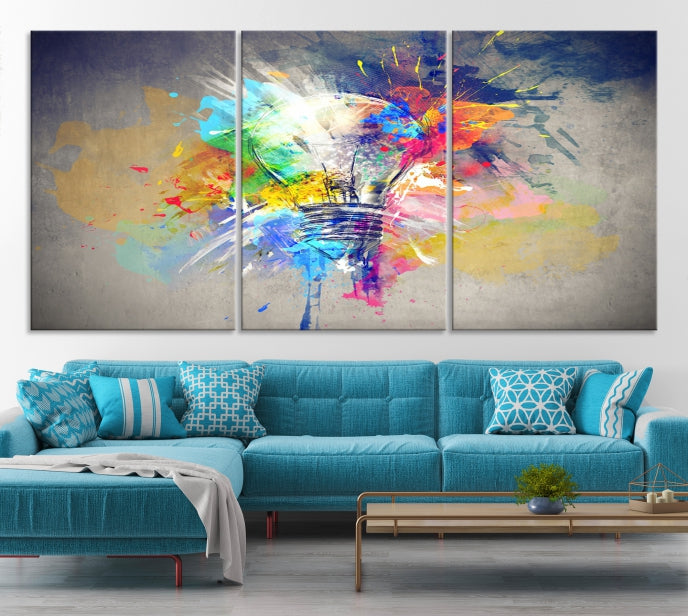 Lampe Abstraite Couleur Mur Art Impression sur toile