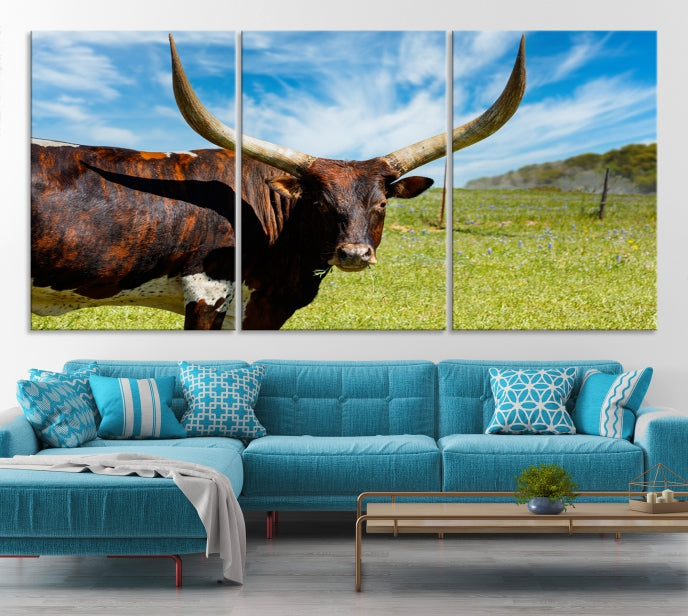 Longhorn and Cow Wall Art Canvas Print