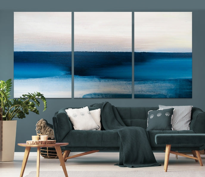 Art mural abstrait bleu foncé Impression sur toile