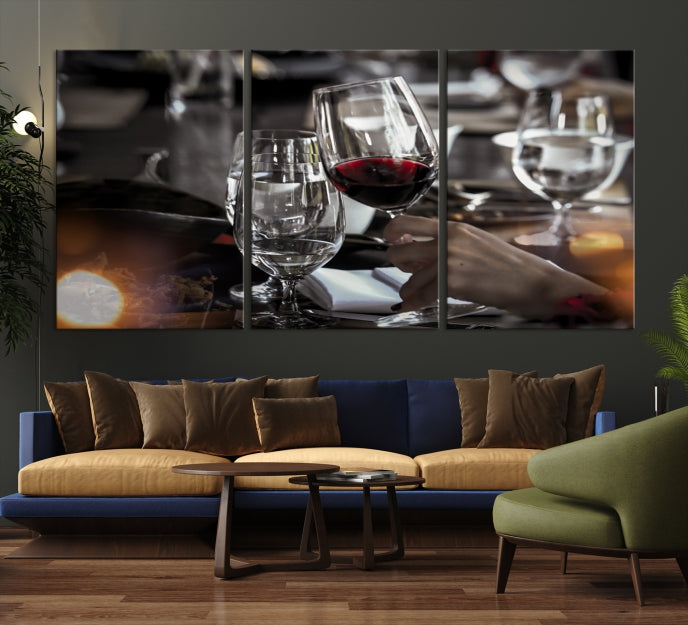 Vin rouge et verre Impression sur toile