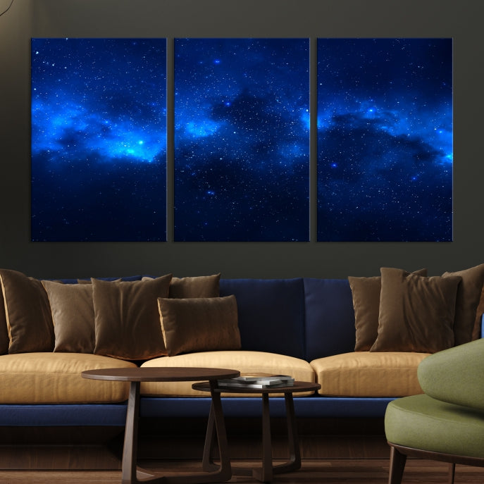 Nebulosa azul Nubes Arte de pared grande Cielo nocturno Estrellas Lienzo