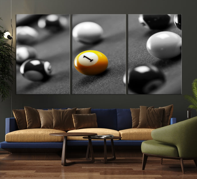 Table de billard et boules d'art mural Impression sur toile