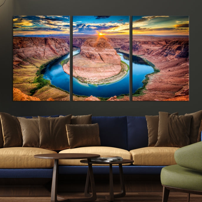 Sunset on the Horseshoe Bend Grand Canyon Nal Park Wall Art Canvas Print