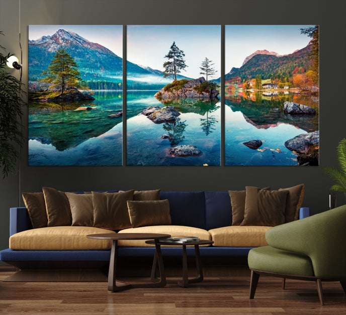 Arte de pared relajante Lago y montaña Arte de pared grande Impresión en lienzo