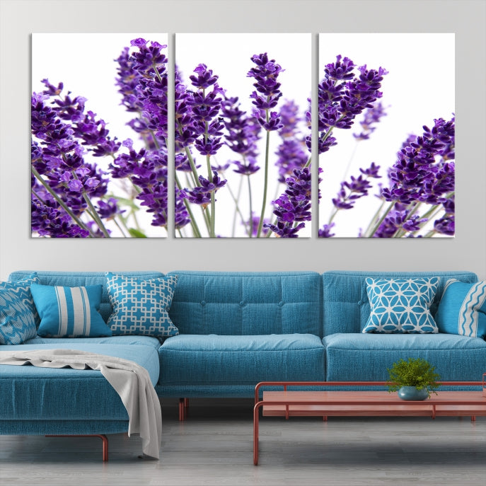 Flores de lavanda Arte de pared grande Floral Lienzo impreso