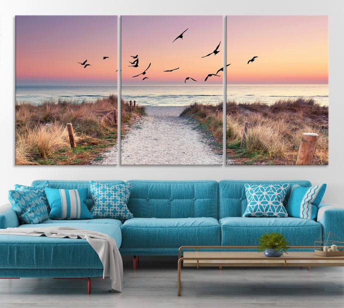 Sunset and Ocean Wall Art Canvas Print