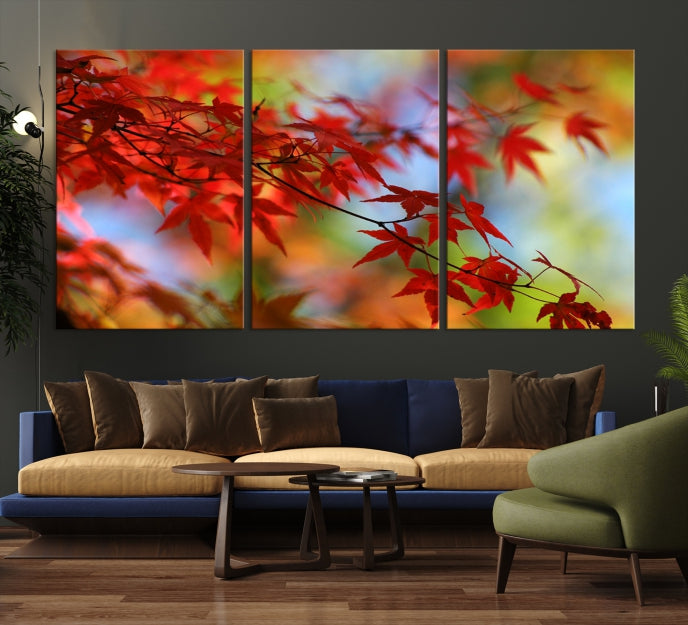 Red Leave Wall Art Canvas Print