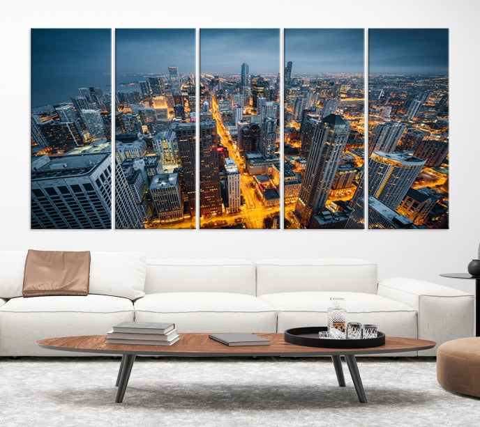 Chicago Wall Art Canvas Print Chicago City Night Canvas Print