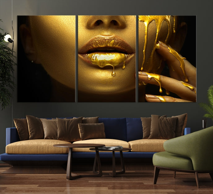 Gold and Women Wall Art Canvas Print- for Living Room, Office and Farmhouse Wall Decor