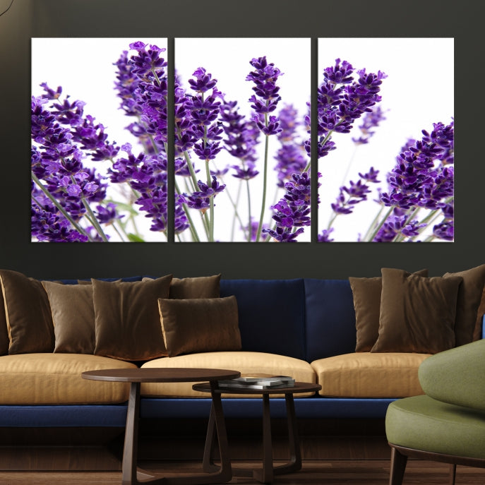 Flores de lavanda Arte de pared grande Floral Lienzo impreso