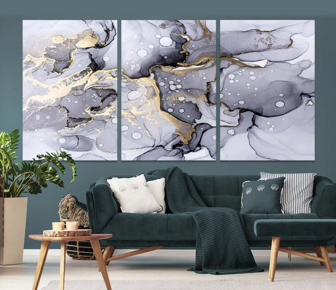 Gray Marble Fluid Effect Wall Art Abstract Canvas Wall Art Print