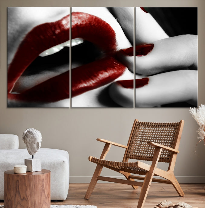 Red Lips and Women Canvas Print