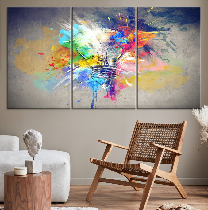 Lampe Abstraite Couleur Mur Art Impression sur toile