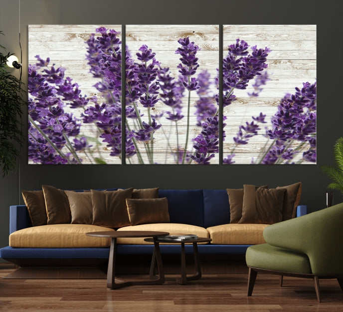 Lienzo decorativo para pared grande con hierba de lavanda