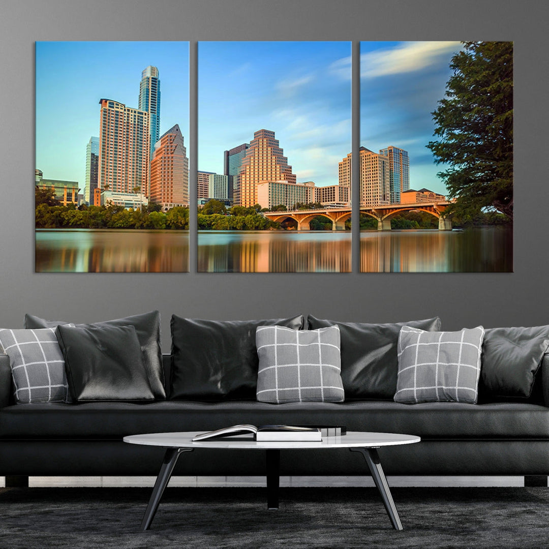 Austin City Morning Blue Skyline Cityscape View Wall Art Canvas Print