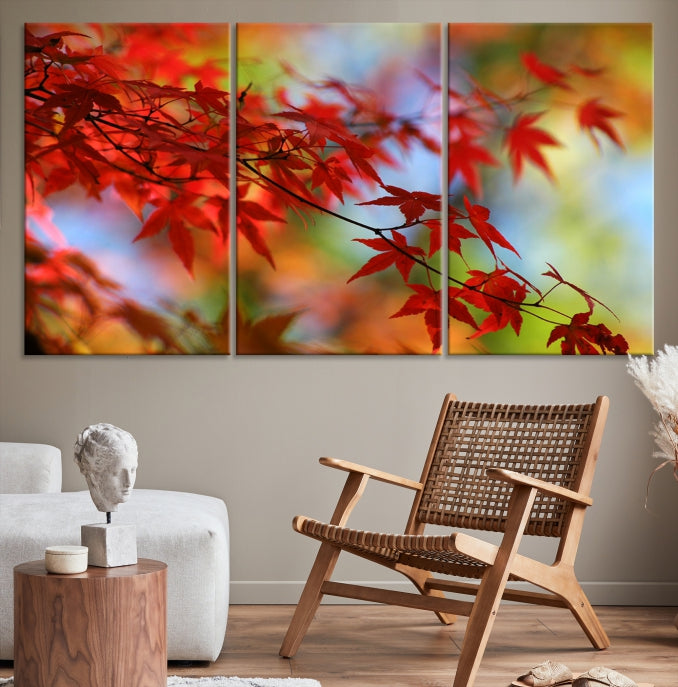 Red Leave Wall Art Canvas Print