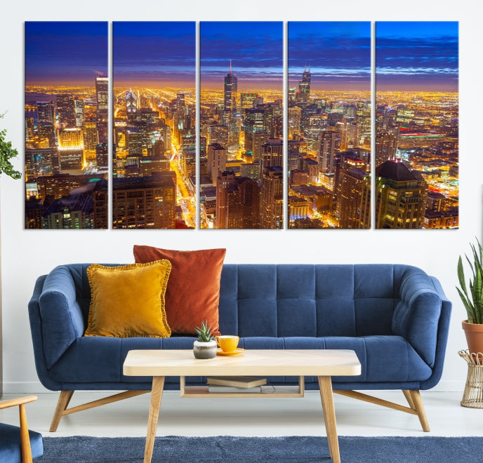 Chicago Wall Art Canvas Print Chicago City Night Canvas Print