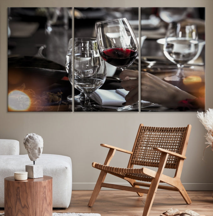 Vin rouge et verre Impression sur toile