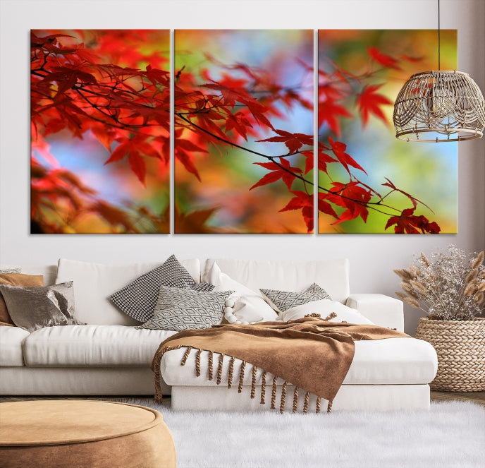 Red Leave Wall Art Canvas Print