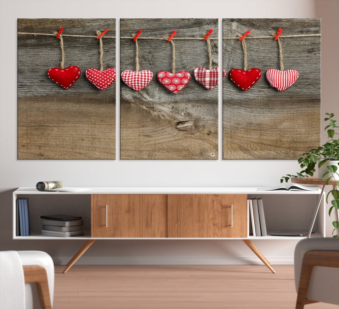 L'amour sur l'art mural en bois Impression sur toile